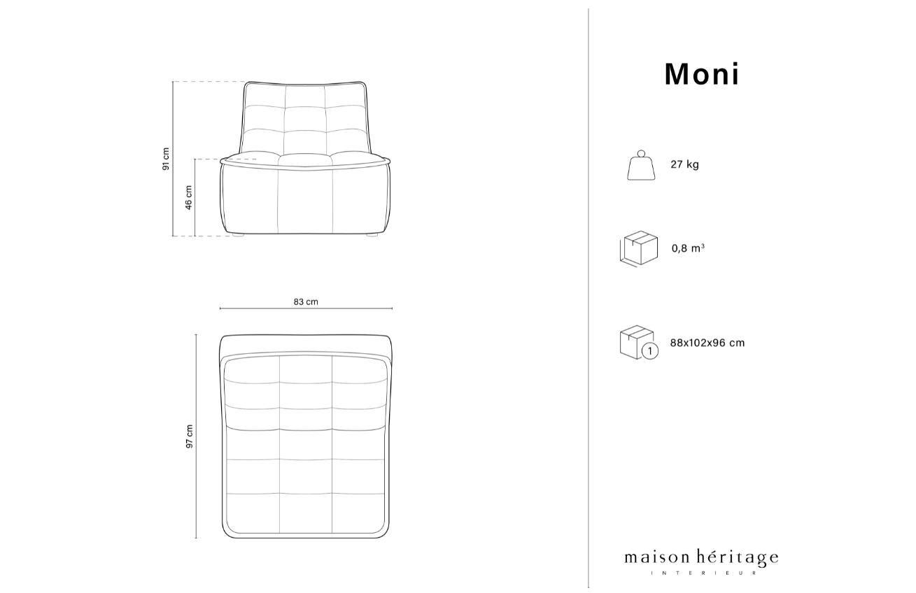 Maison Heritage Tmavě béžové kožené křeslo Moni