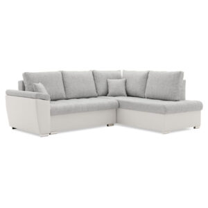 Rozkl&aacute;dac&iacute; rohov&aacute; sedac&iacute; souprava VEGAS 245/190 Světle &scaron;ed&aacute;/b&iacute;l&aacute; eko-kůže Prav&aacute;