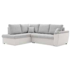 Rozkl&aacute;dac&iacute; rohov&aacute; sedac&iacute; souprava VEGAS 245/190 Světle &scaron;ed&aacute;/b&iacute;l&aacute; eko-kůže Lev&aacute;