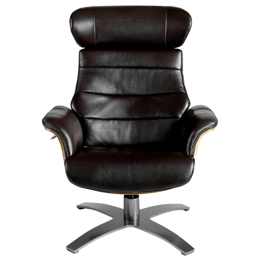 Tmavě hnědé kožené otočné křeslo Angel Cerdá No. 5034