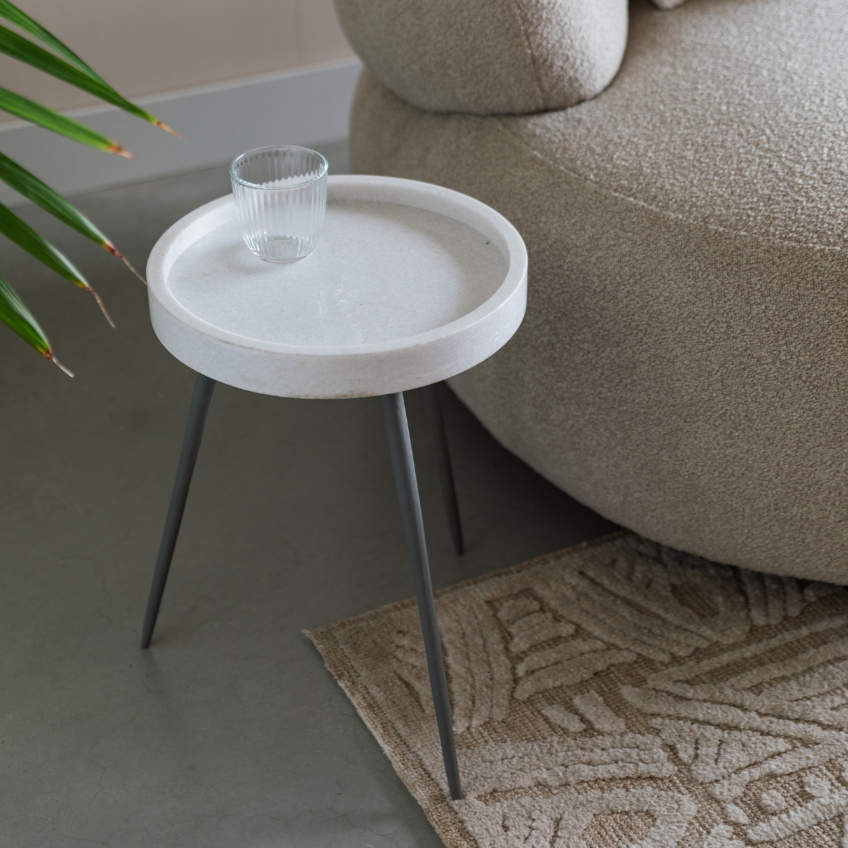 White Label Mramorový odkládací stolek KARRARA 33 cm