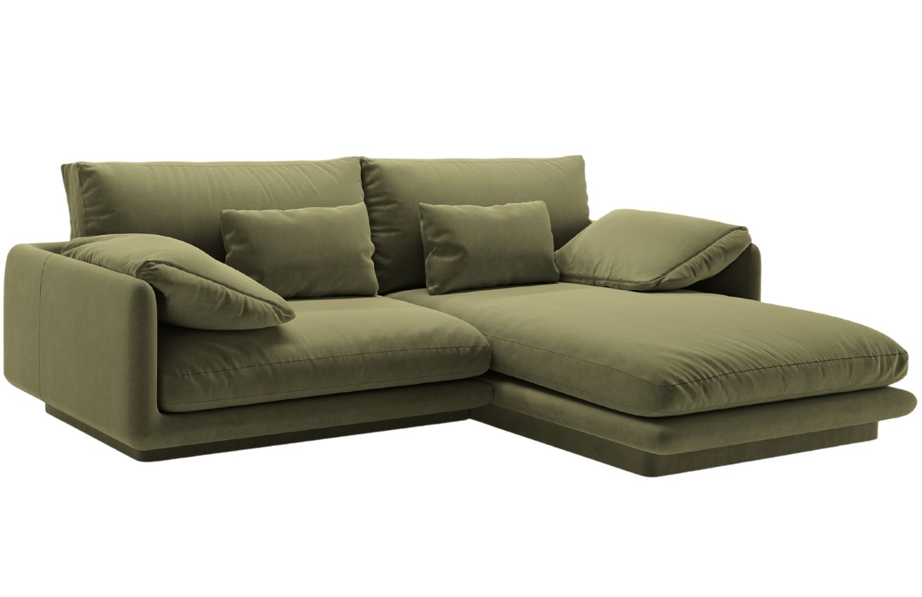 Zelená sametová rohová pohovka MICADONI Torino 220 cm