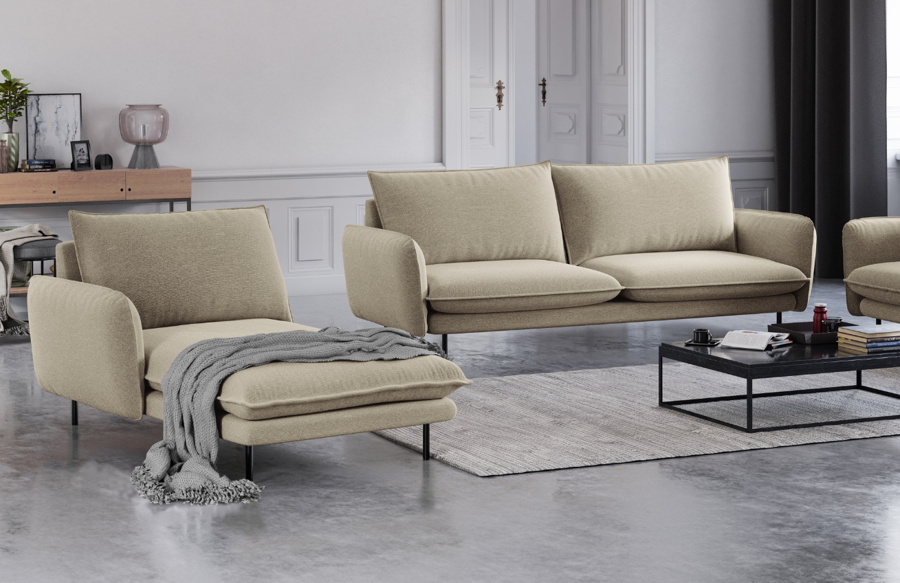 Cosmopolitan Design Béžová čalouněná lenoška Vienna 170 cm