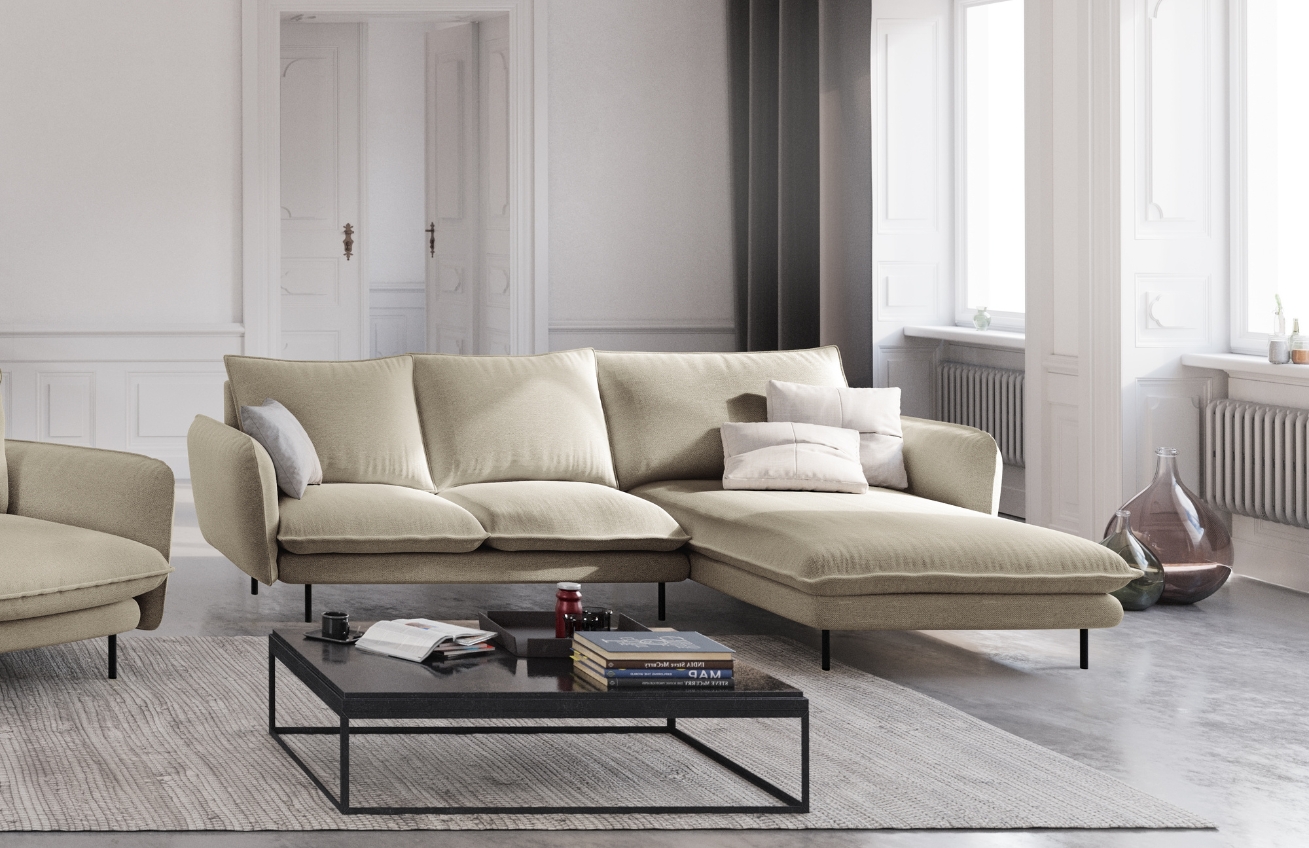 Cosmopolitan Design Béžová čalouněná rohová pohovka Vienna 225 cm