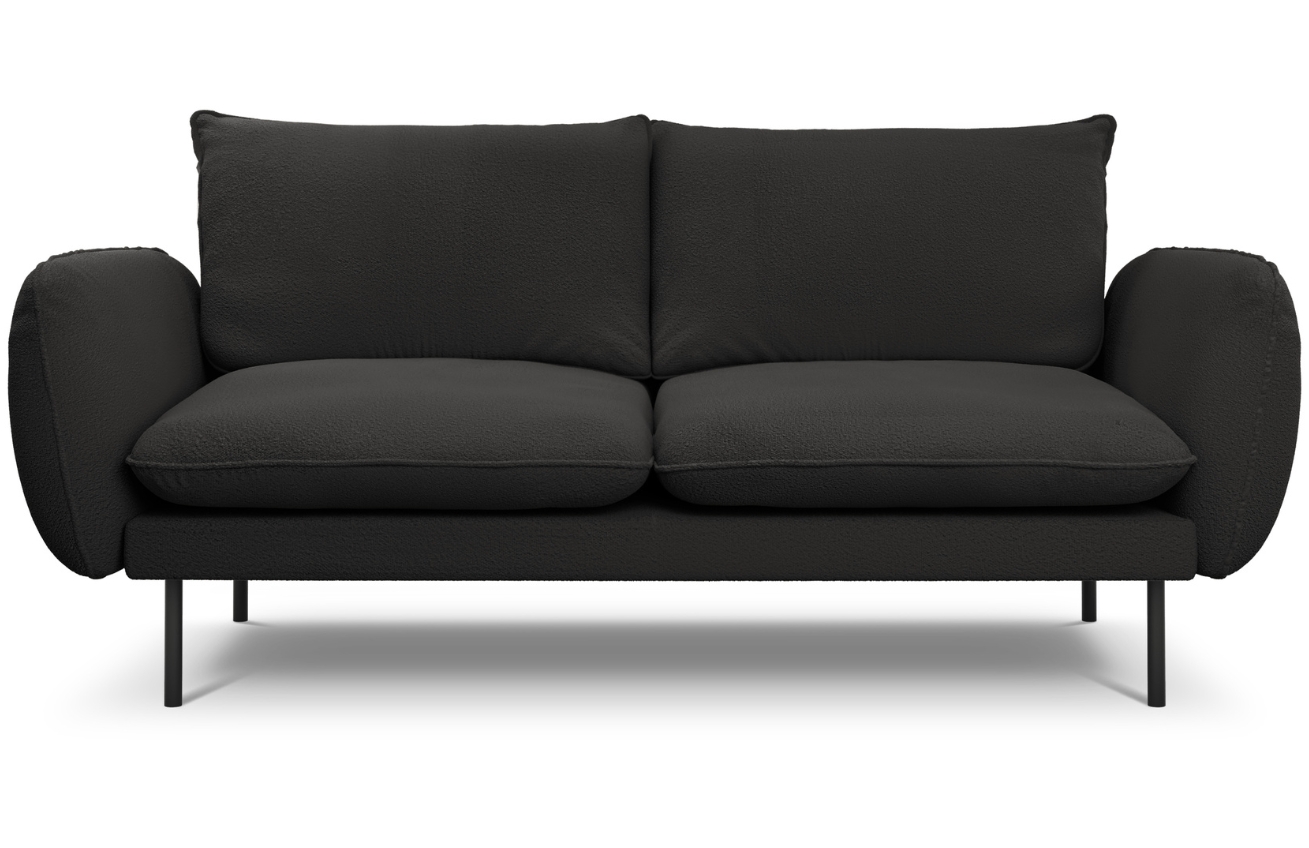 Cosmopolitan Design Černá bouclé dvoumístná pohovka Vienna 160 cm