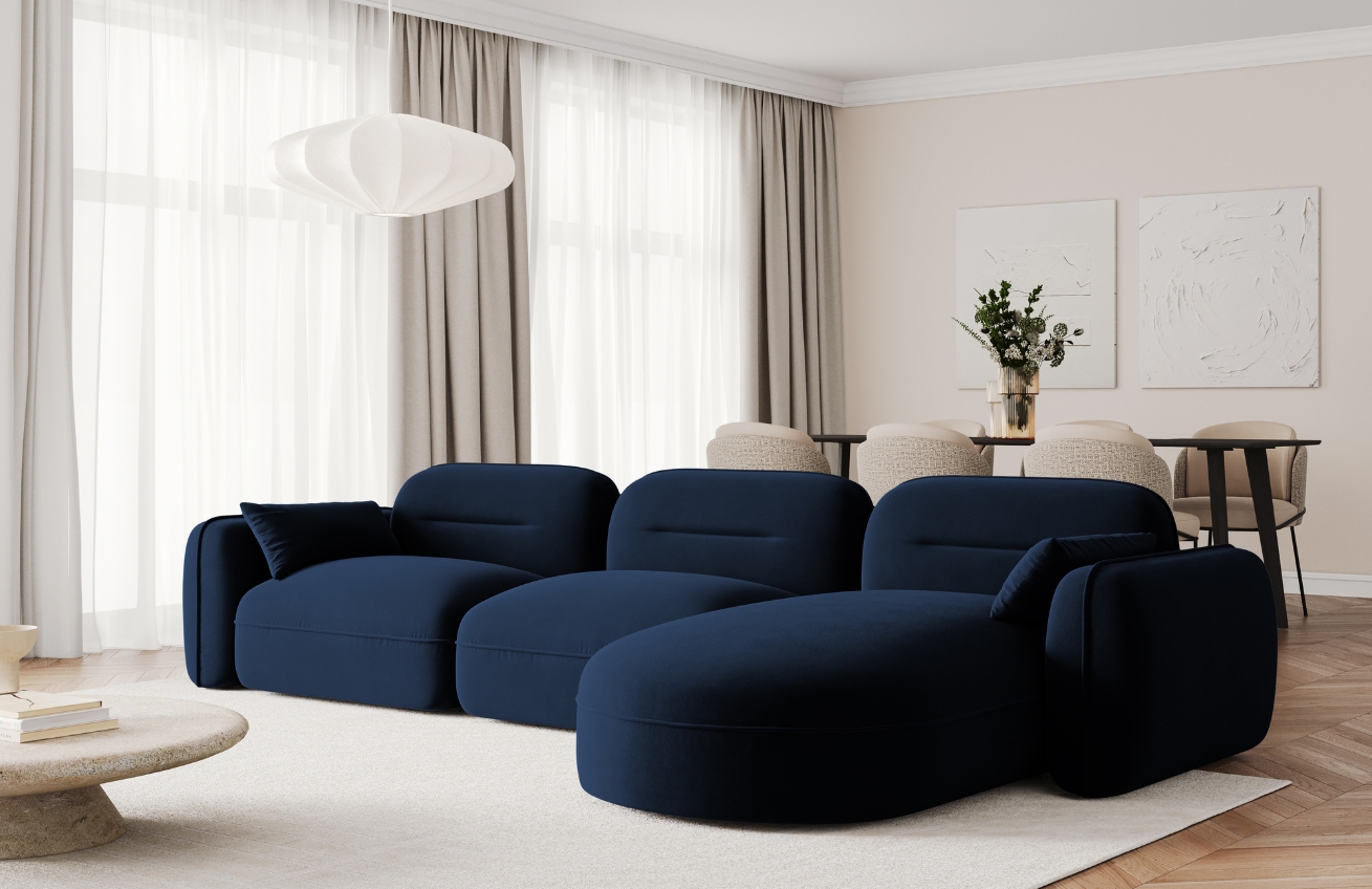 Cosmopolitan Design Královsky modrá sametová rohová pohovka Sydney 320 cm