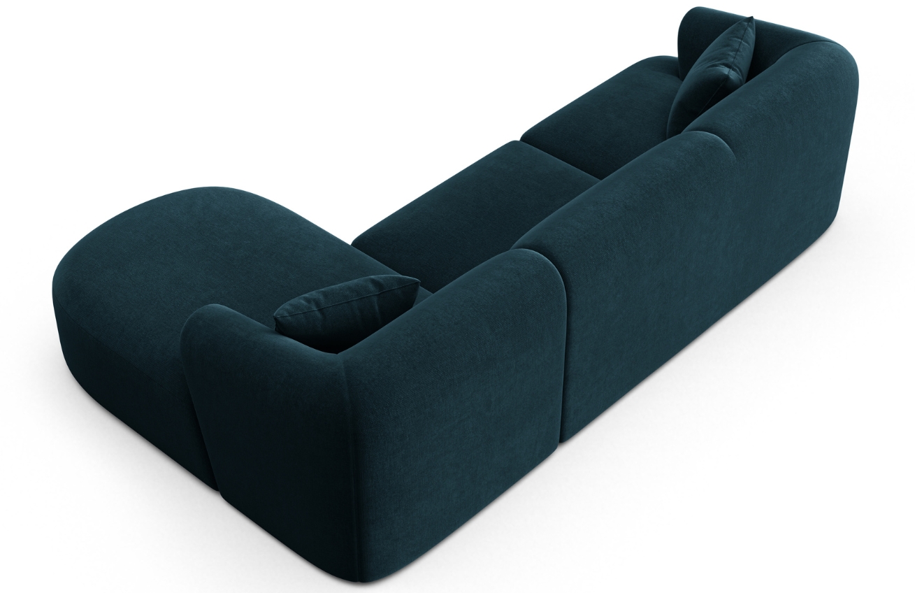 Cosmopolitan Design Petrolejově modrá sametová rohová pohovka Campi 256 cm