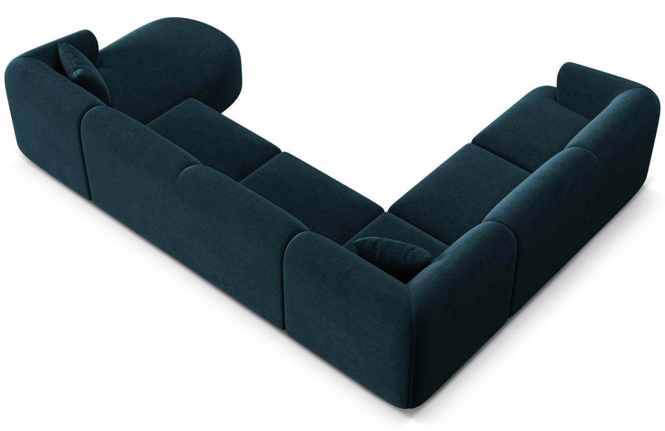 Cosmopolitan Design Petrolejově modrá sametová rohová pohovka Campi 330 cm