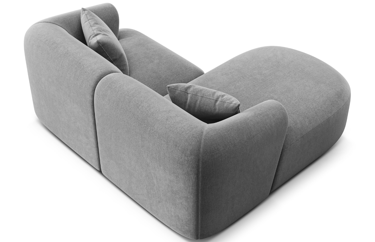 Cosmopolitan Design Šedá sametová rohová pohovka Campi 180 cm