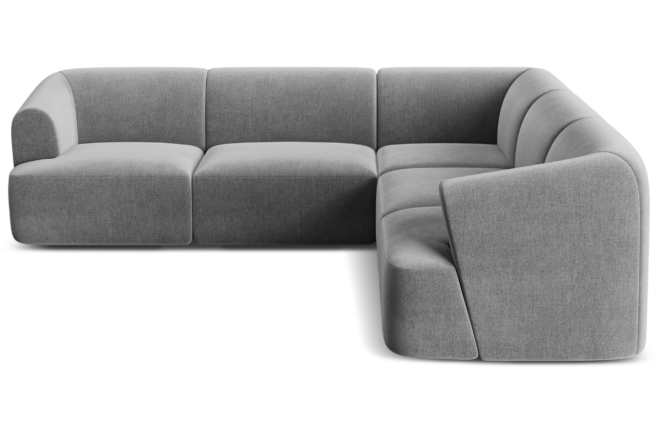 Cosmopolitan Design Šedá sametová rohová pohovka Campi 255 cm