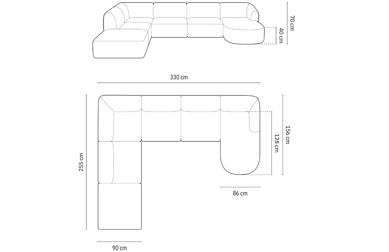 Cosmopolitan Design Šedá sametová rohová pohovka Campi 330 cm