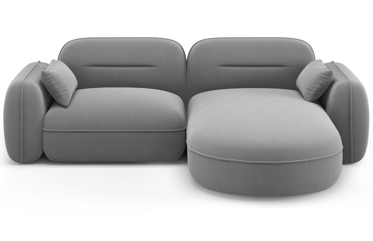 Cosmopolitan Design Šedá sametová rohová pohovka Sydney 230 cm