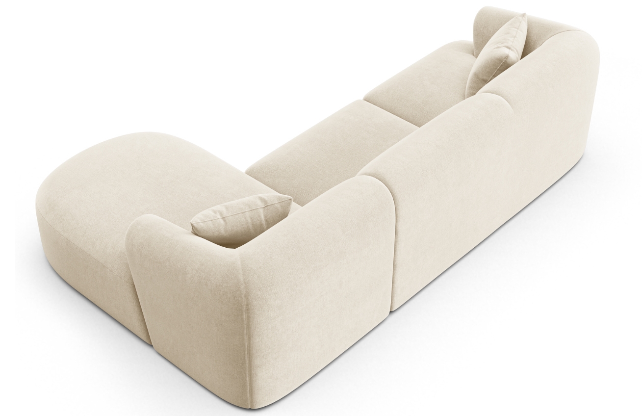 Cosmopolitan Design Světle béžová sametová rohová pohovka Campi 256 cm