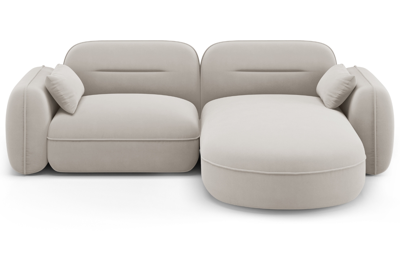 Cosmopolitan Design Světle béžová sametová rohová pohovka Sydney 230 cm