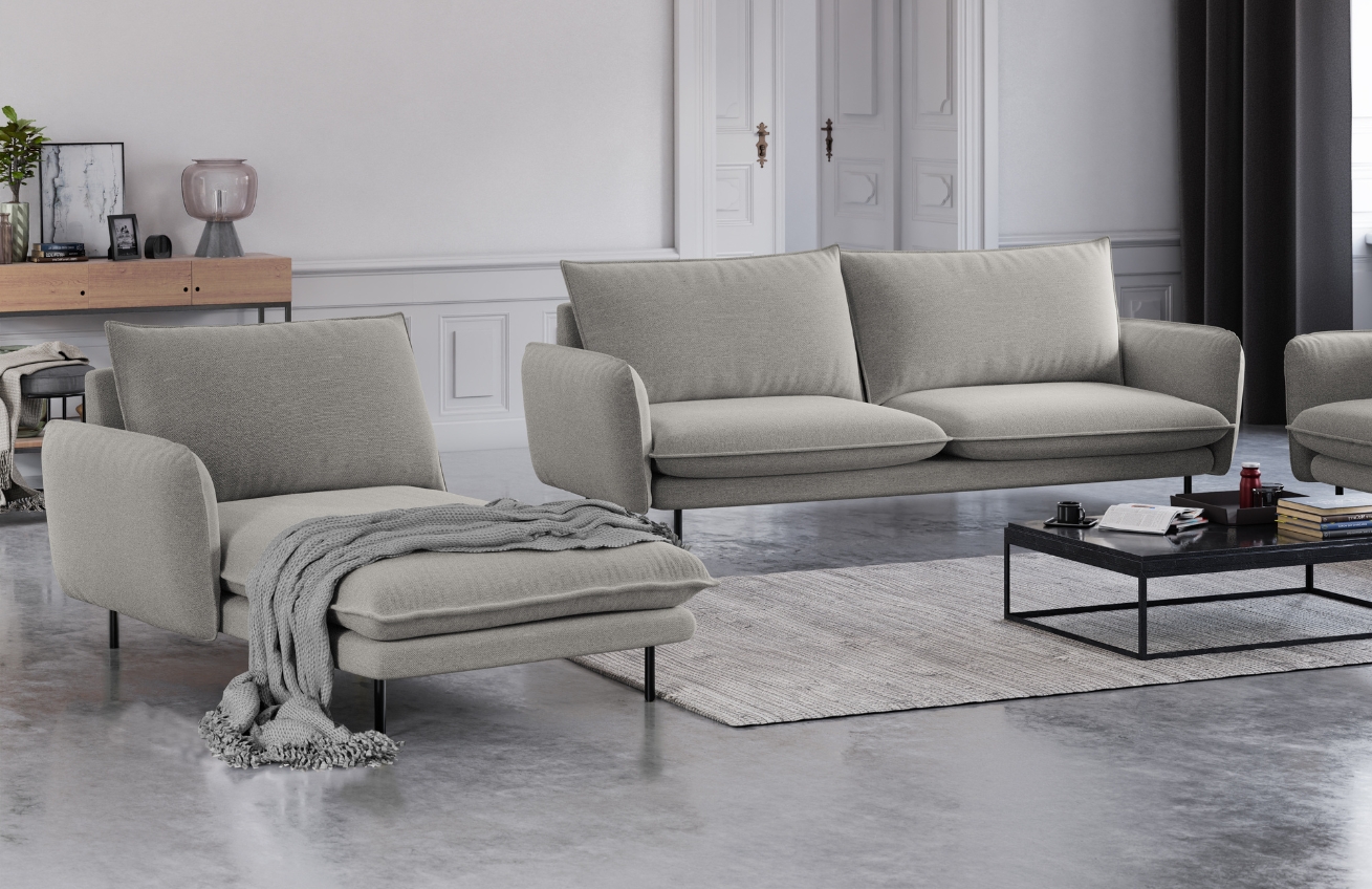 Cosmopolitan Design Světle šedá čalouněná lenoška Vienna 170 cm