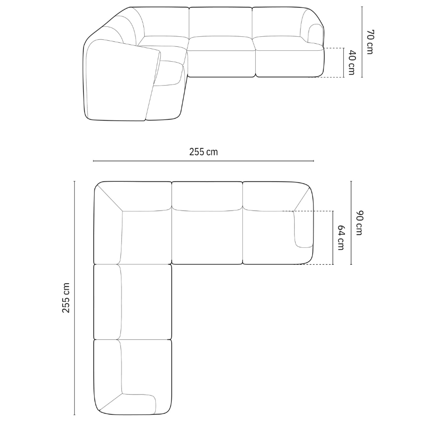 Cosmopolitan Design Tmavě hnědá sametová rohová pohovka Campi 255 cm