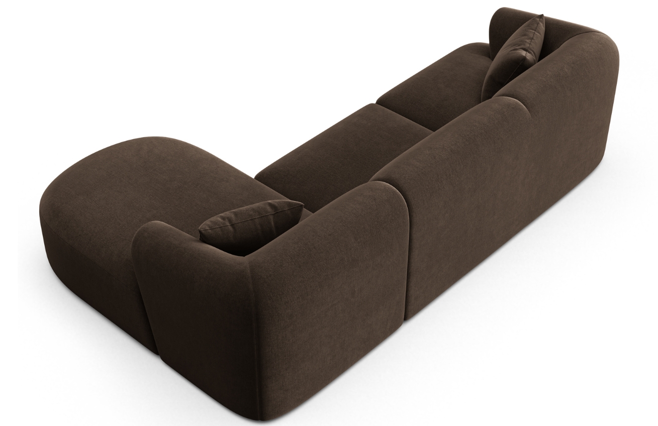 Cosmopolitan Design Tmavě hnědá sametová rohová pohovka Campi 256 cm