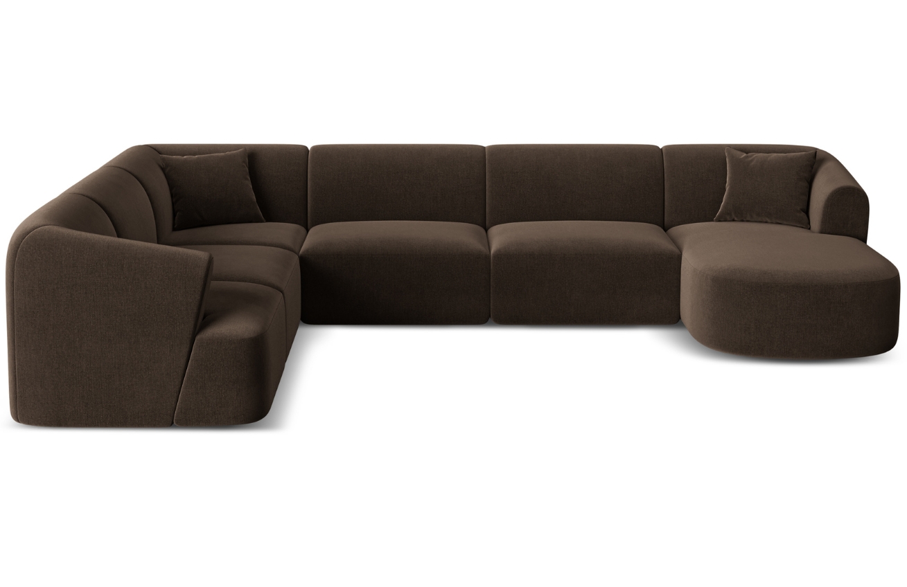 Cosmopolitan Design Tmavě hnědá sametová rohová pohovka Campi 330 cm