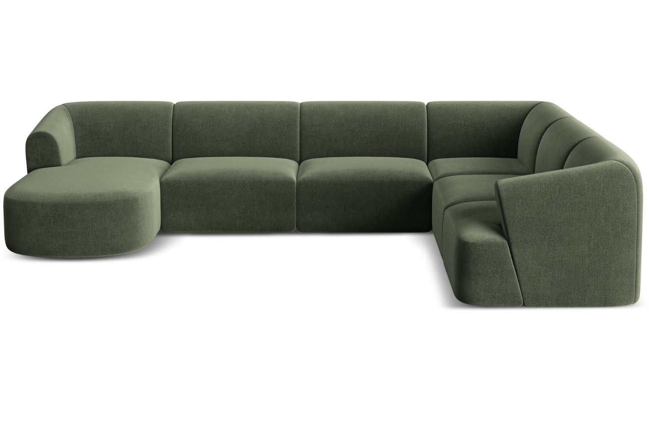 Cosmopolitan Design Zelená sametová rohová pohovka Campi 330 cm