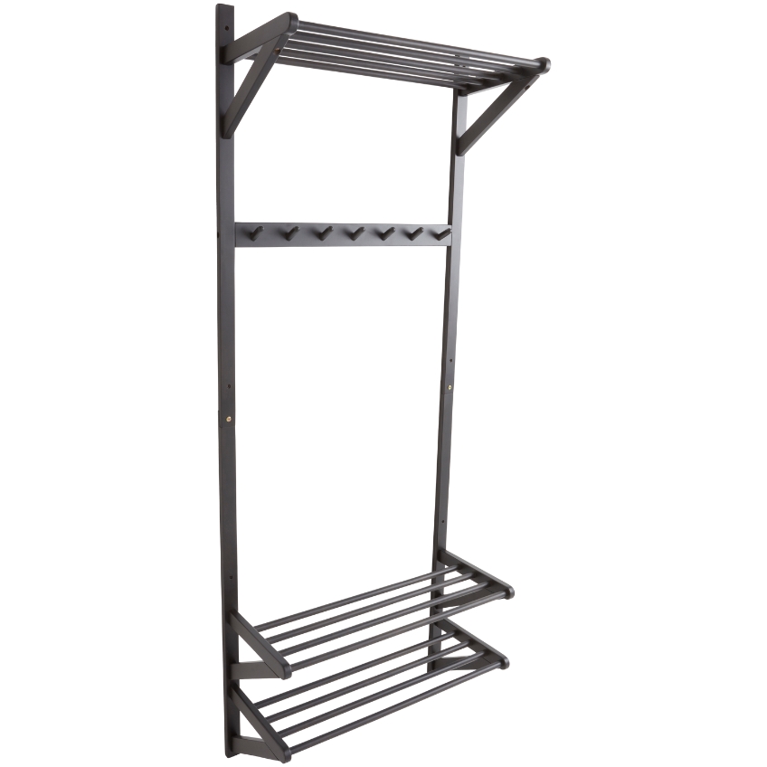 Jotex Černý dřevěný nástěnný věšák COLE 190 x 75 cm