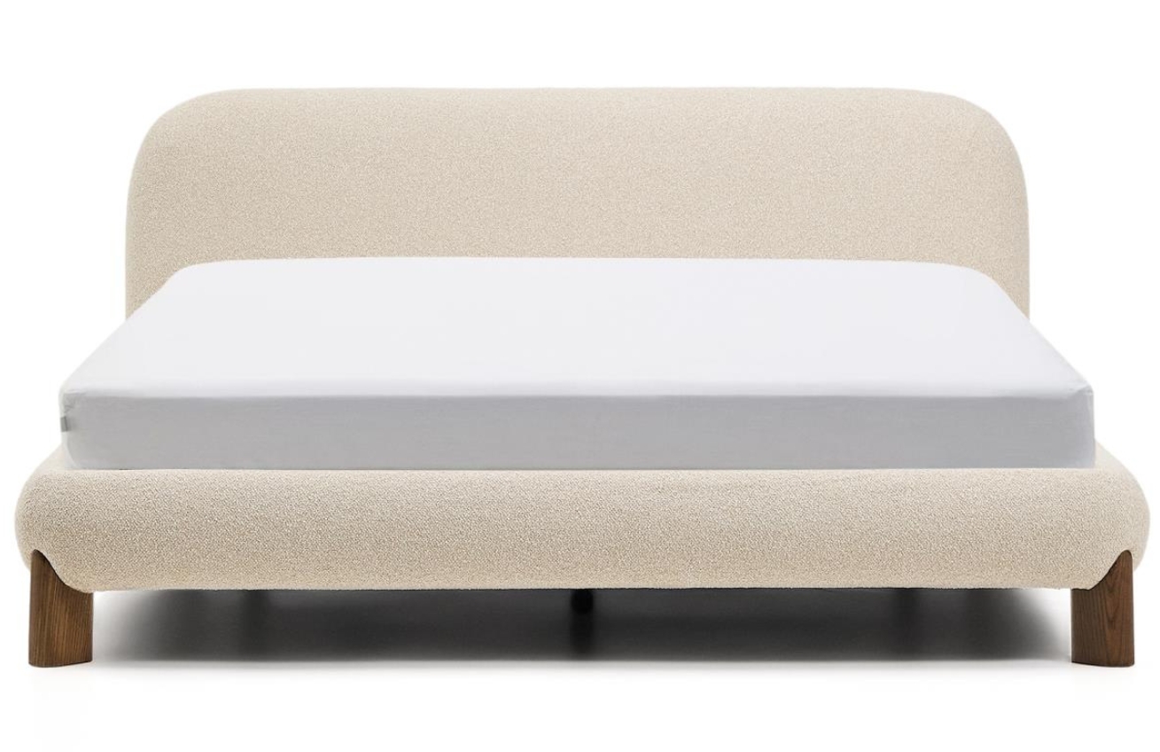 Kave Home Béžová bouclé dvoulůžková postel Odina 180 x 200 cm