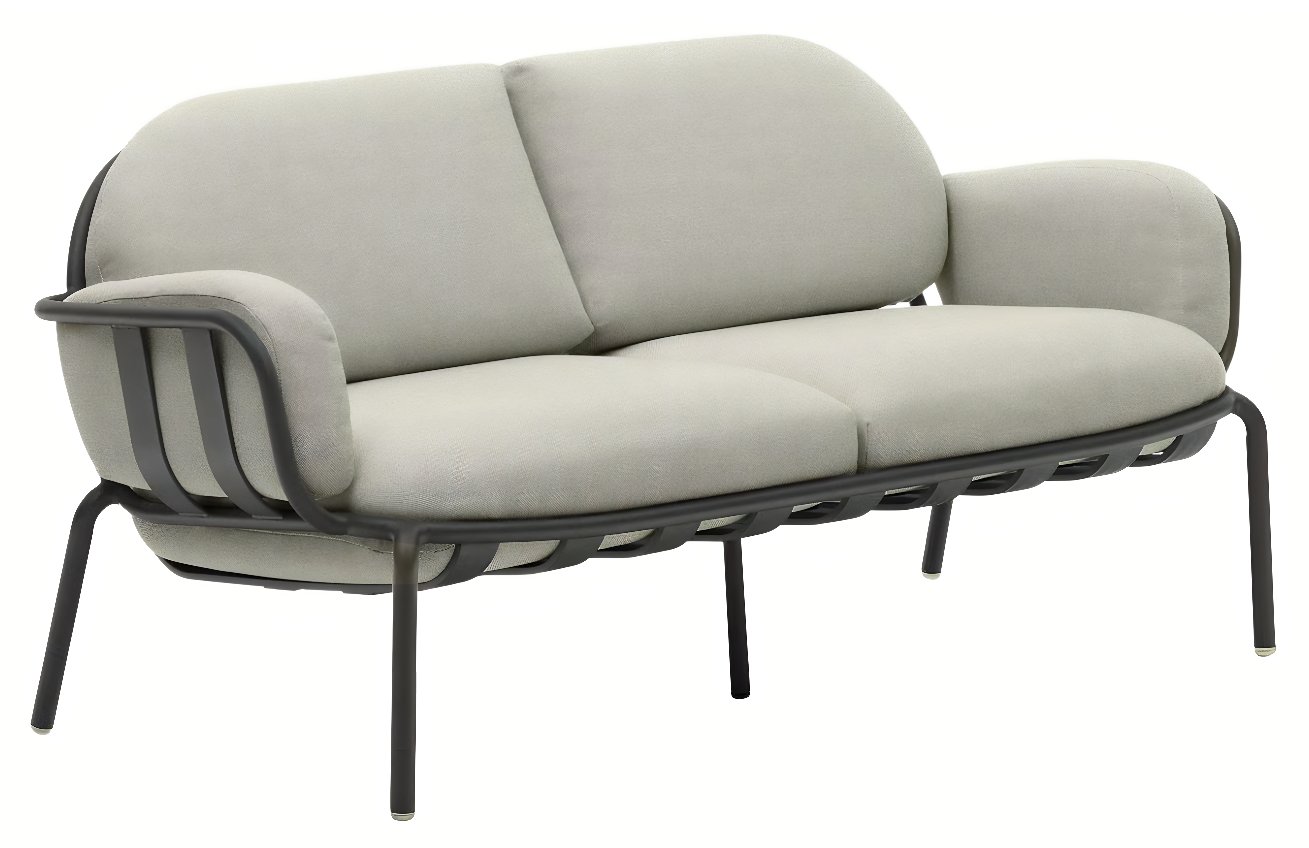 Kave Home Tmavě šedá hliníková zahradní pohovka Joncols II. 164 cm s polštáři