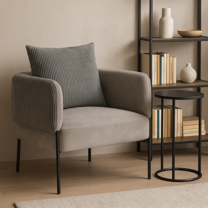 Marckeric Šedé čalouněné křeslo Aruni