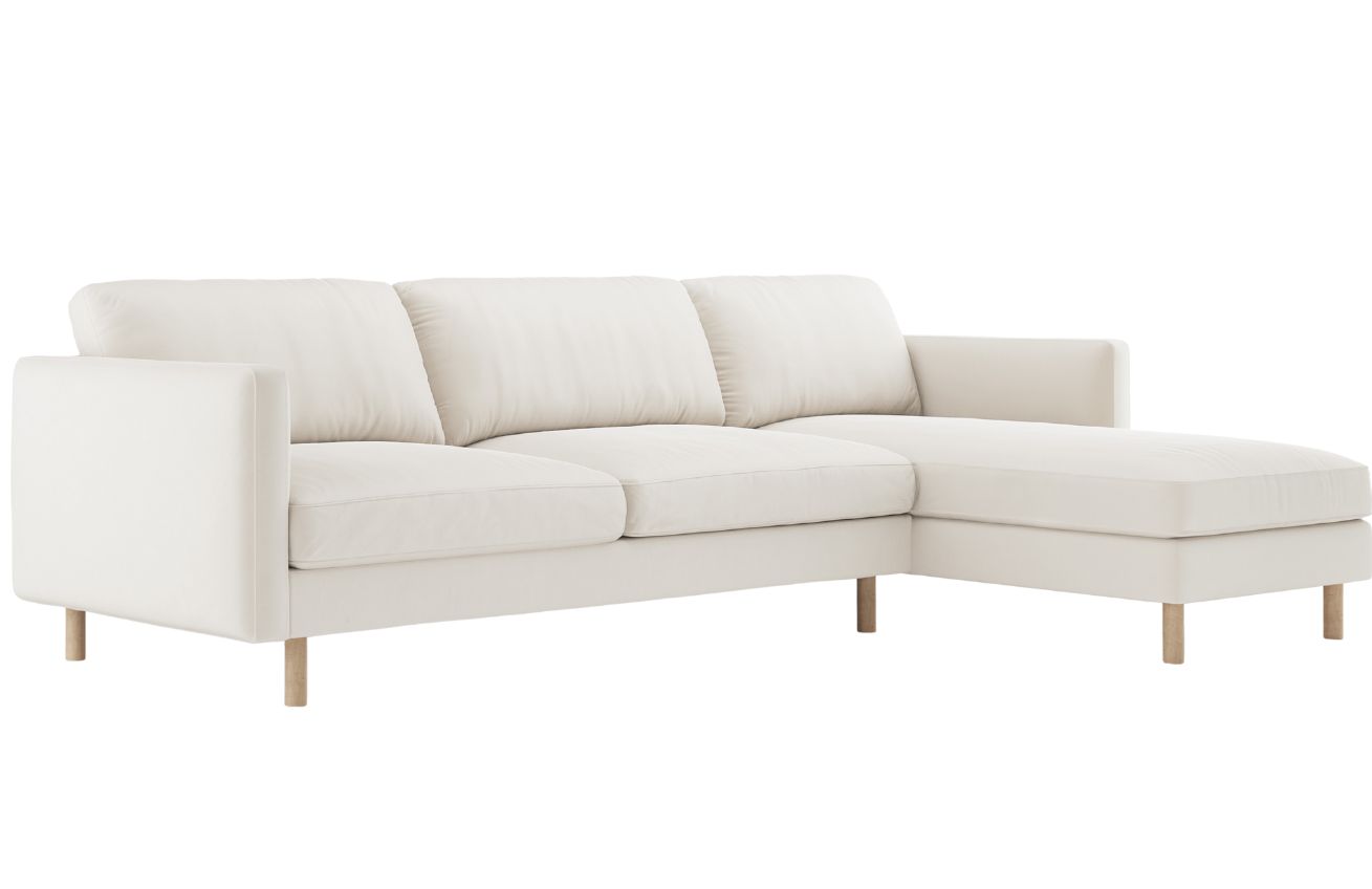 Micadoni Bílá sametová rohová pohovka Eden 286 cm