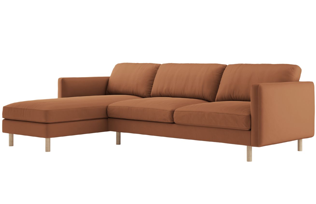 Micadoni Oranžová sametová rohová pohovka Eden 286 cm