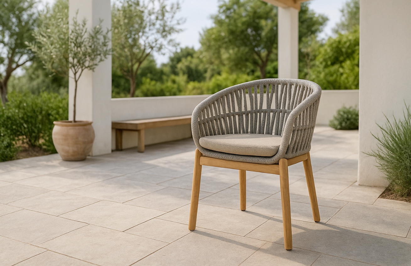 Micadoni Světle hnědá zahradní židle Jondal s výpletem