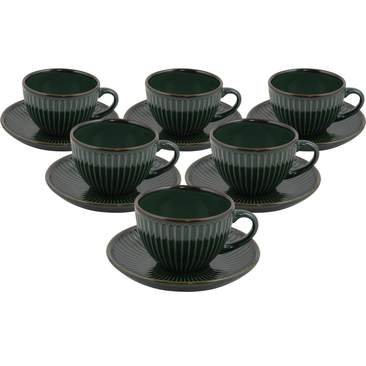 Sada 6 keramických šálků s podšálky Linea 210 ml