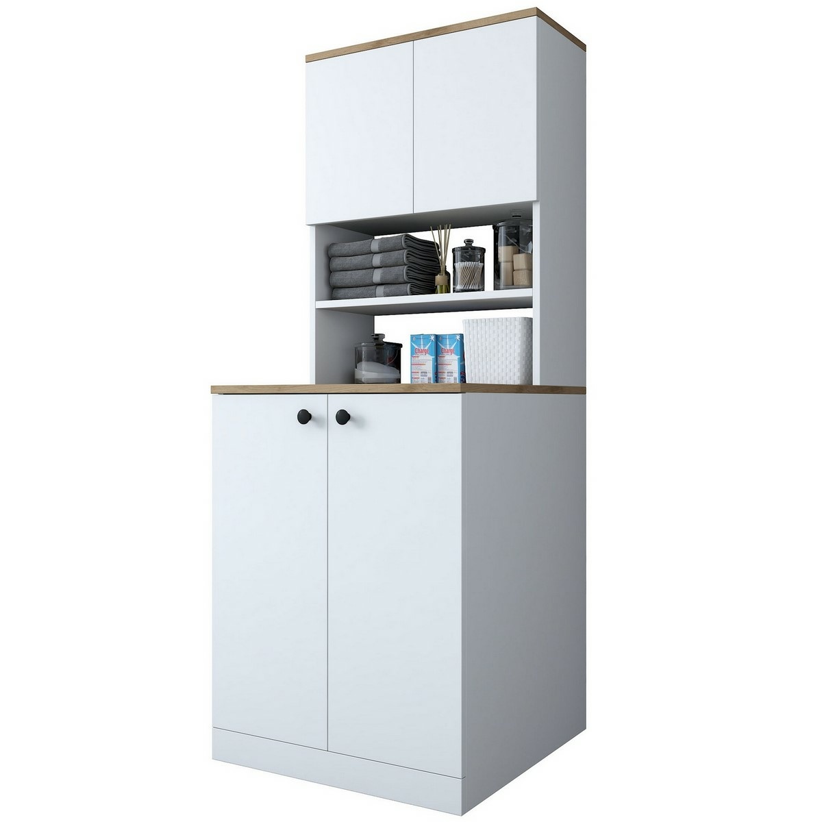 Skříň nad pračku Kira White and Walnut Hanah Home