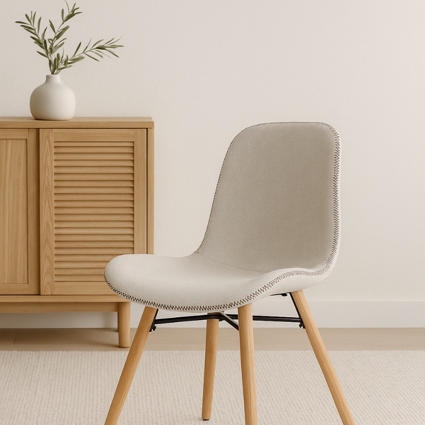 White Label Béžová čalouněná jídelní židle WLL LESTER