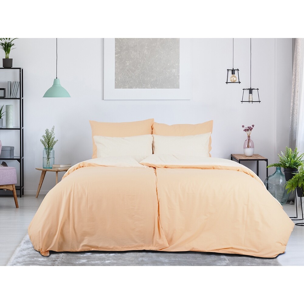 B.E.S. Petrovice Bavlněné povlečení Double face meruňková/popelavá B.E.S. Petrovice