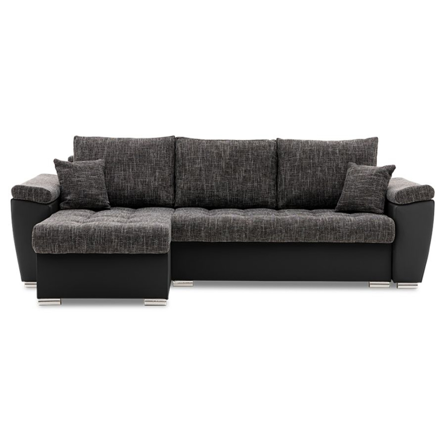 Rozkládací rohová sedací souprava VEGAS 250/160 Levá ŠedáI/černá