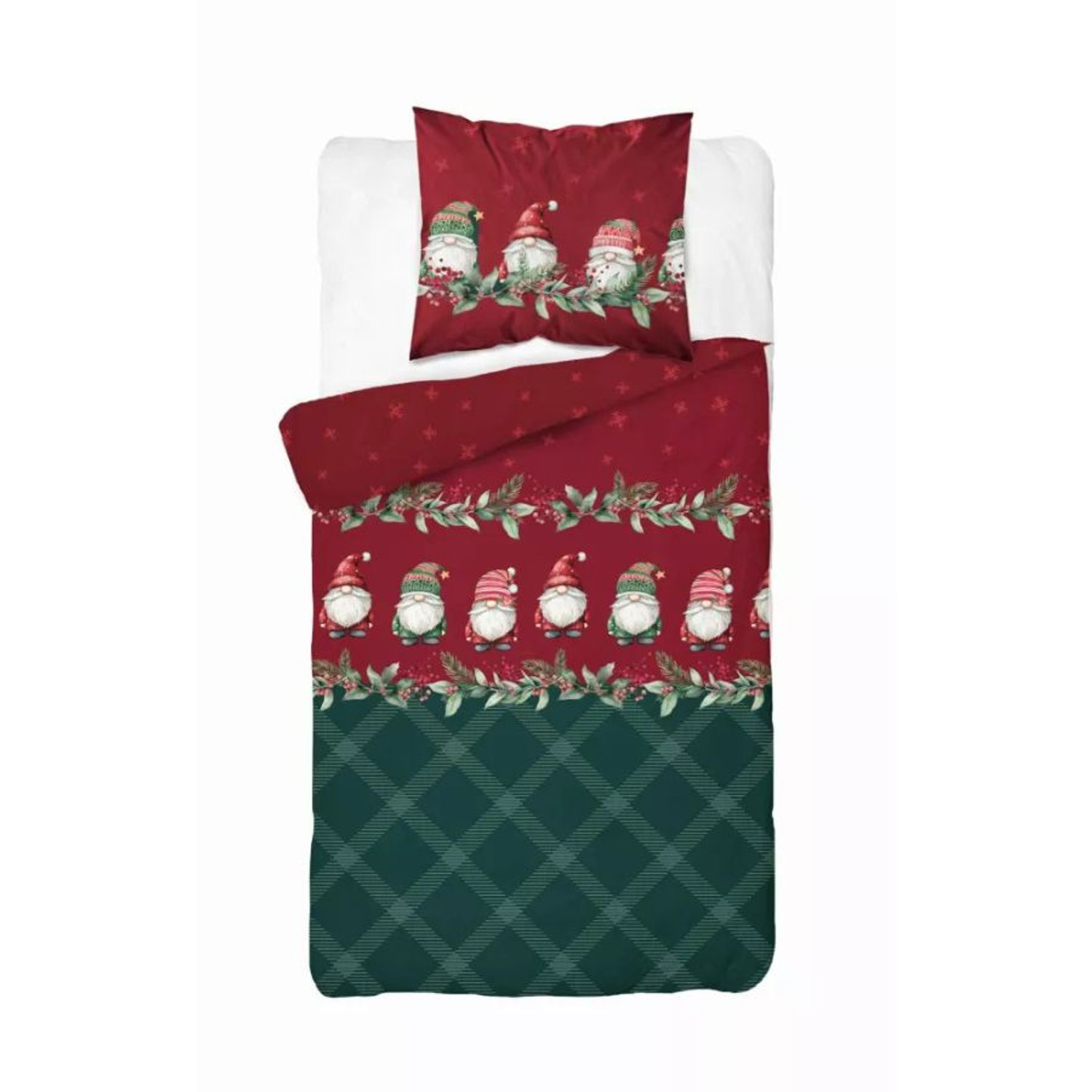 Vánoční flanelové povlečení 5618 B KOUZLO VÁNOC skřítci 140x200 cm