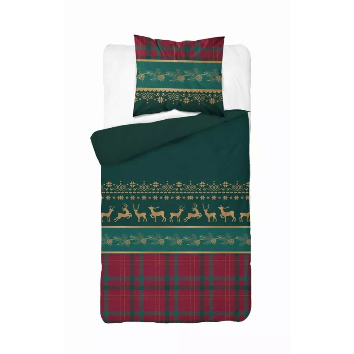 Vánoční flanelové povlečení 5620 A KOUZLO VÁNOC soby 140x200 cm