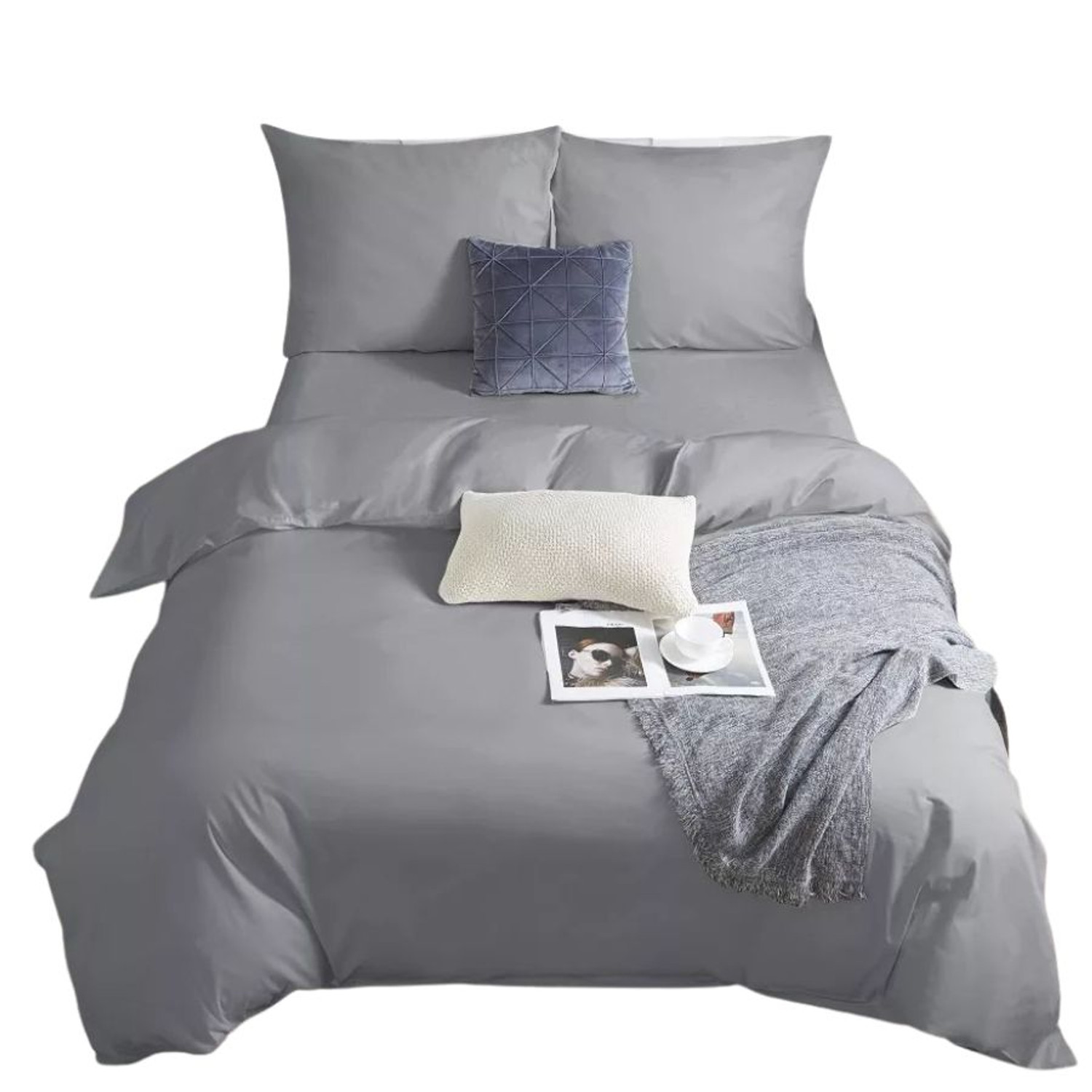 Saténové povlečení I24 140x200 cm Šedá