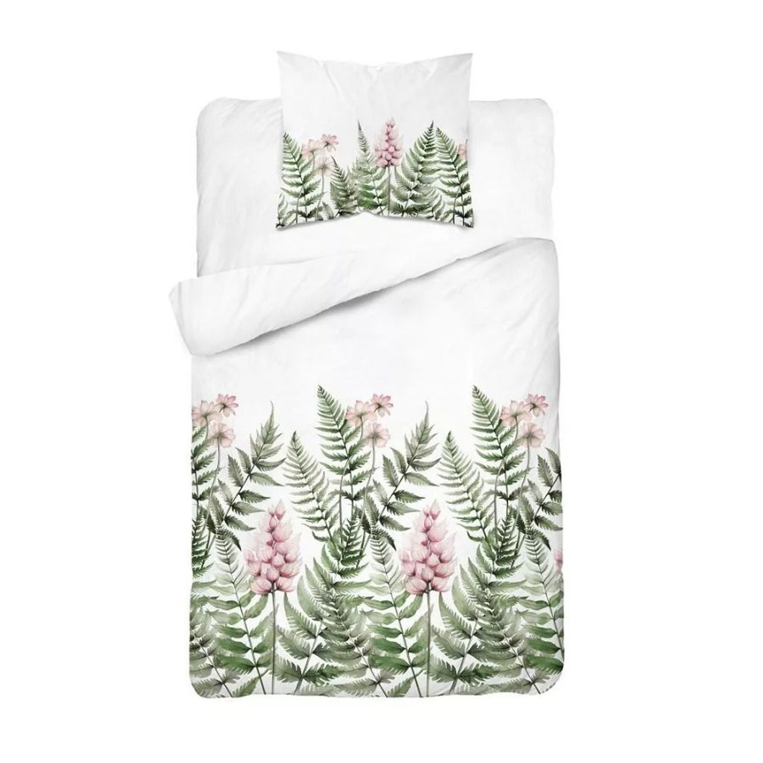 Bavlněné povlečení 5248 květy a kapradí 140x200 cm