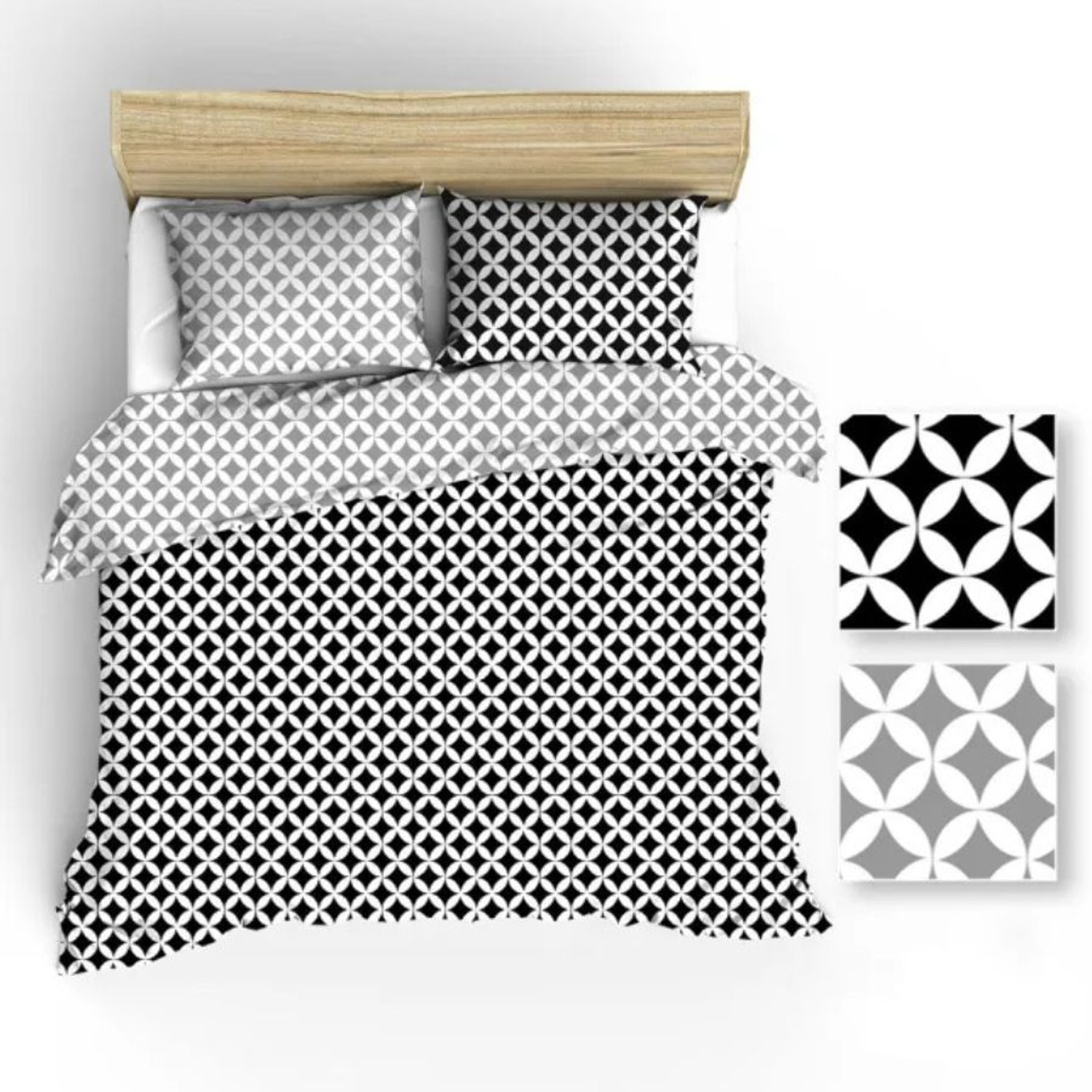 Bavlněné povlečení R042 MAROKO černá-šedá 140x200 cm