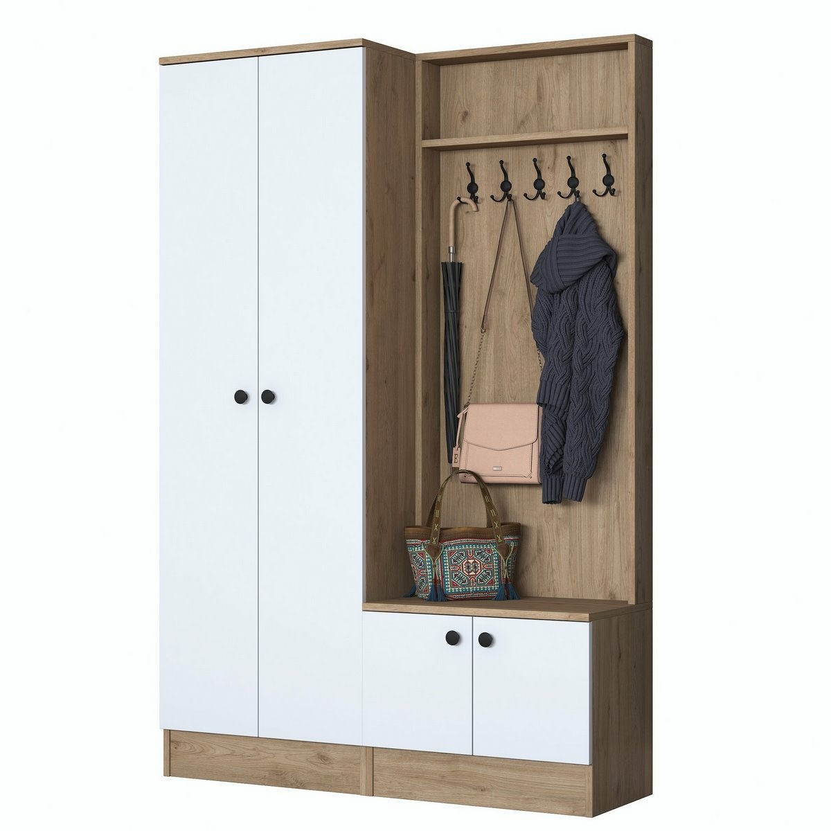 Předsíňová sestava Pone White and Walnut II Hanah Home