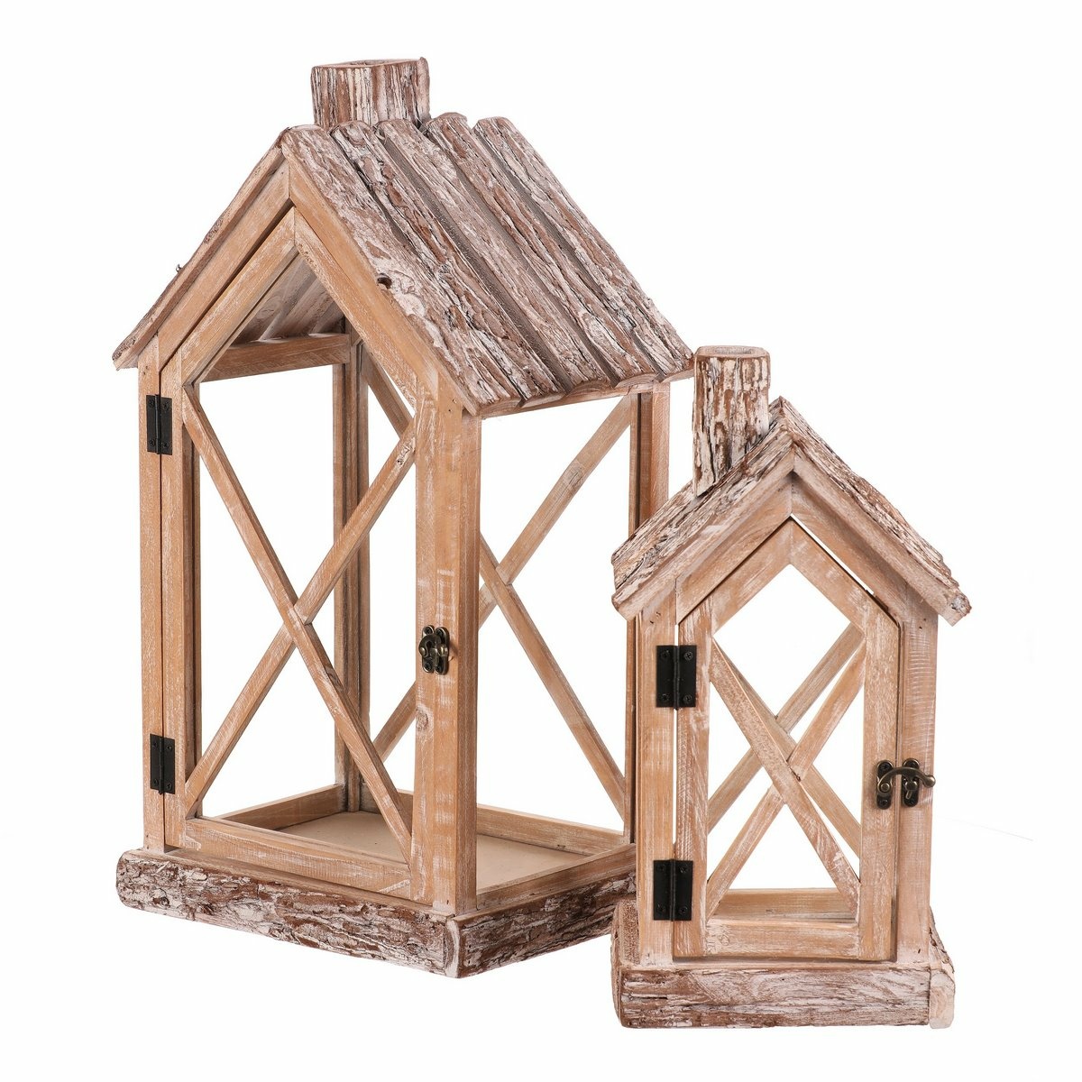 Sada dřevěných luceren ve tvaru domku