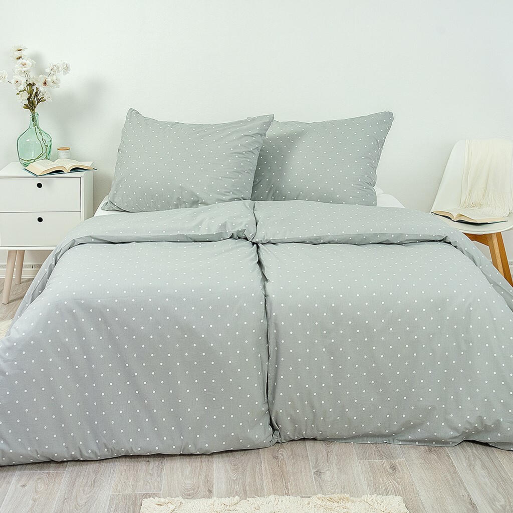 Stanex Krepové povlečení Šedý puntík