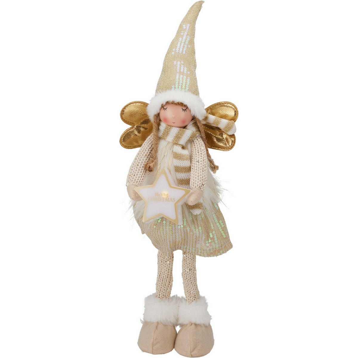 Vánoční stojící andílek se svítící hvězdou