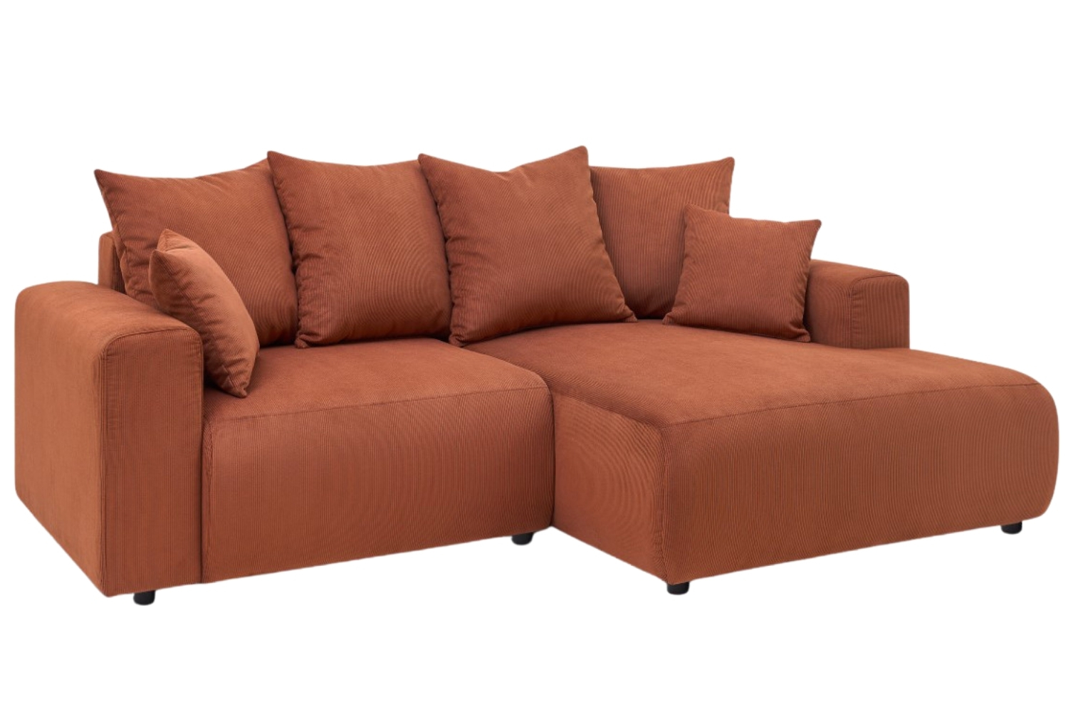 Bobochic Paris Terakotově oranžová manšestrová rohová pohovka Enjoy 237 cm