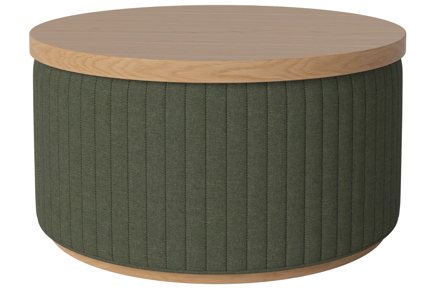 Bolia Tmavě zelený čalouněný taburet Rigato 66 cm s dubovým podnosem