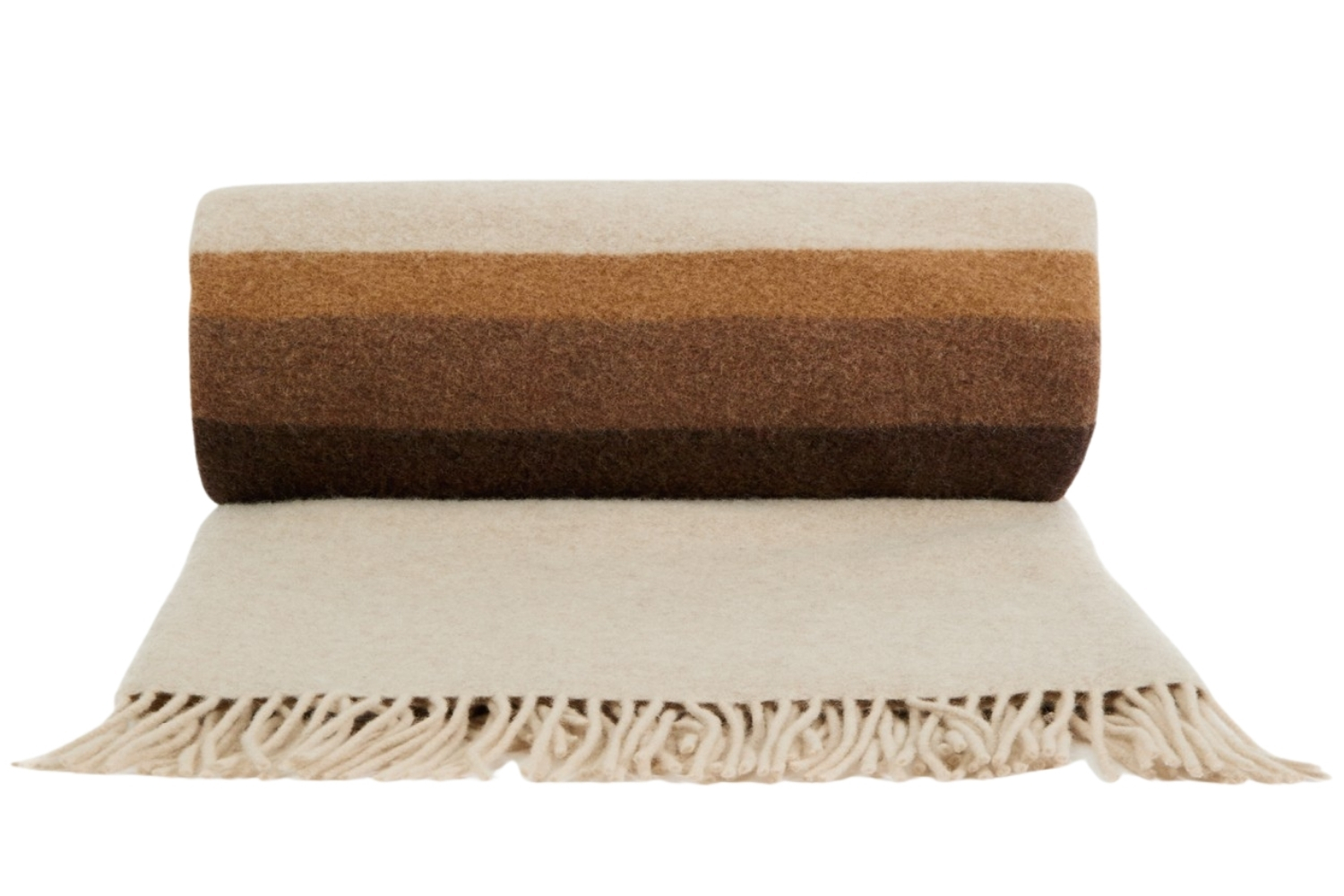Kave Home Hnědý vlněný pléd Voreni 130 x 170 cm