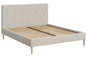 Mesonica B&eacute;žov&aacute; čalouněn&aacute; dvoulůžkov&aacute; postel Alano 180 x 200 cm s geometrick&yacute;m pro&scaron;&iacute;v&aacute;n&iacute;m