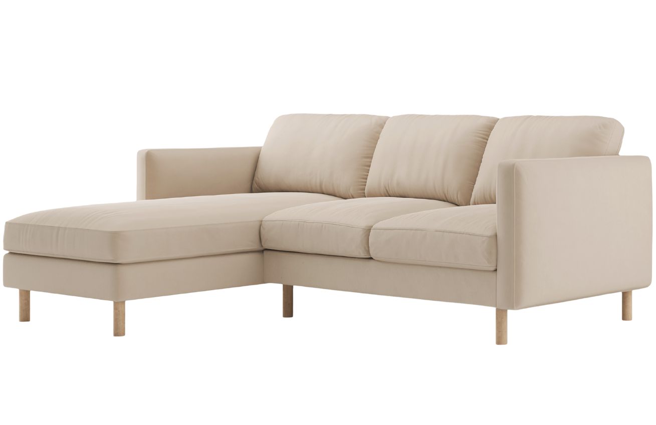 Micadoni Béžová sametová rohová pohovka Eden 223 cm
