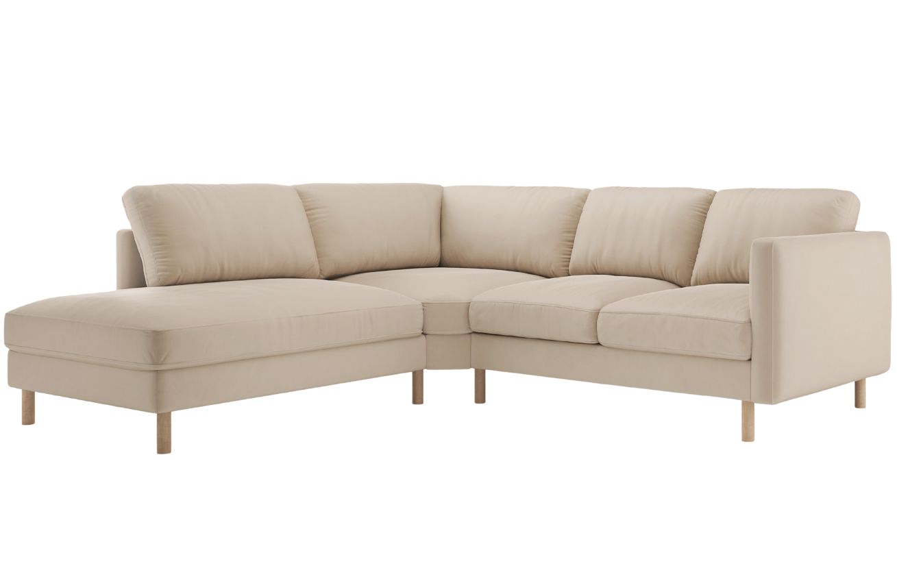 Micadoni Béžová sametová rohová pohovka Eden 267 cm